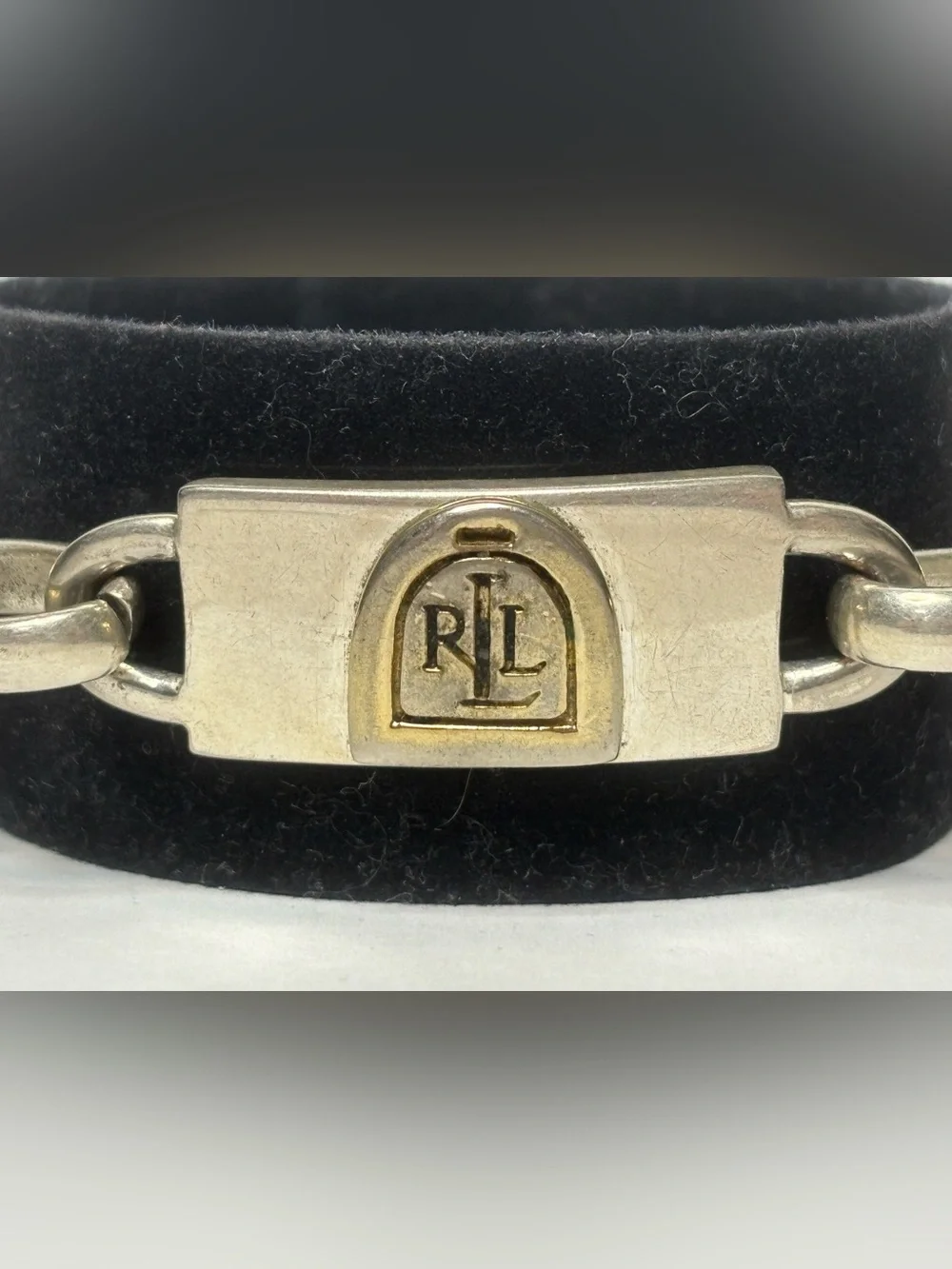 Rare Vtg Men’s Signed Ralph Lauren Chunky Curb Link 8in Toggle Bracelet #6001